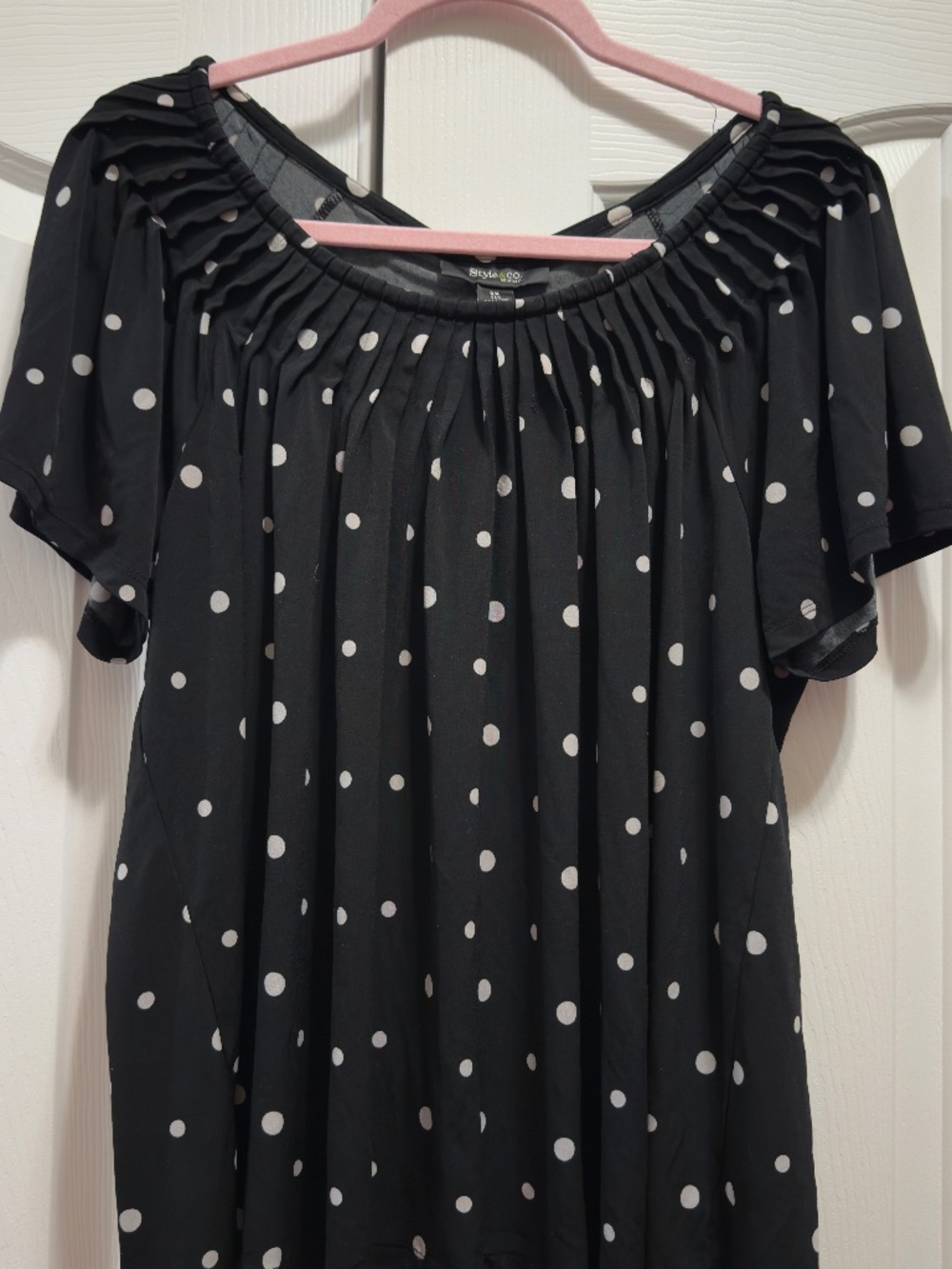 Style & Co Woman 2x Blouse Black with white polka dots